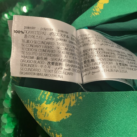 NWT-  Zara Festive green and yellow Maxi dress with beads - Picture 7 of 10